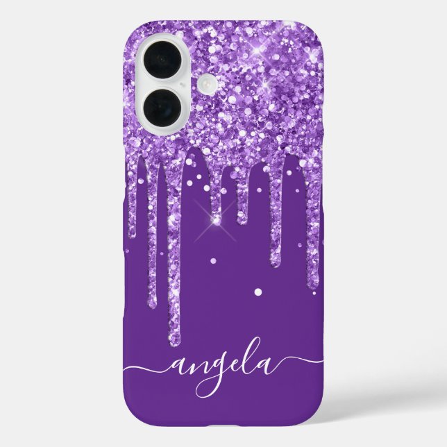Royal Purple Glitter Drips Glam Signature Case-Mate iPhone Case (Back)
