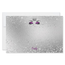 Royal Purple Glitter Eyes Matching Stationery
