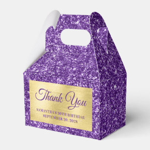 Royal Purple Glitter Gold 30th Birthday Thank You Favour Box
