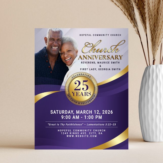 Royal Purple & Gold Church Anniversary Flyer (Creator Uploaded)