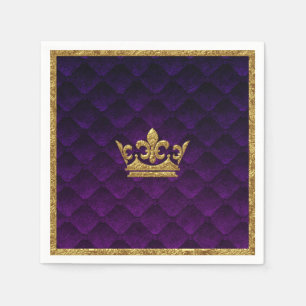 Royal Purple & Gold Crown Elegant Royal Storybook Napkin