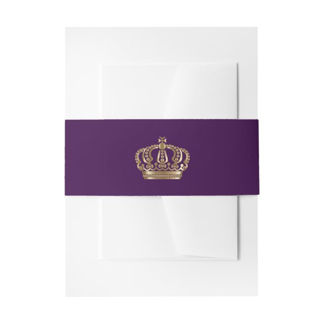 Royal Purple Gold Crown Invitation Belly Band (Front Example)