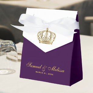 Royal Purple Gold Crown Wedding Favour Box