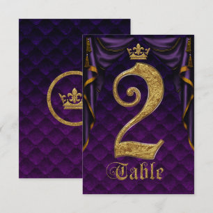 Royal Purple Gold Crown Wedding Table Number 2