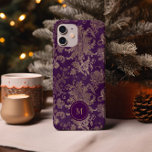 Royal Purple Gold Damask Monogram Case-Mate iPhone Case<br><div class="desc">Royal faux gold foil damask pattern on a purple background. Don't hesitate to contact us if you have any special requests for colour combinations or lettering. Check our store for more items from this collection.</div>