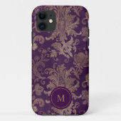 Royal Purple Gold Damask Monogram Case-Mate iPhone Case (Back)