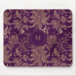 royal purple gold damask monogram mouse mat<br><div class="desc">Our "royal gold damask" collection features royal faux gold foil damask pattern on purple backgrounds. This vintage collection is suitable for any occasion and time of year. It is sure to be an eye stopper so don't hesitate to contact us if you have any special requests for colour combinations or...</div>
