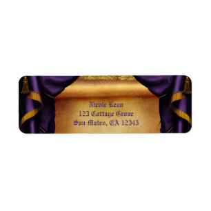 Royal Purple & Gold Drapes Scroll Wedding Party