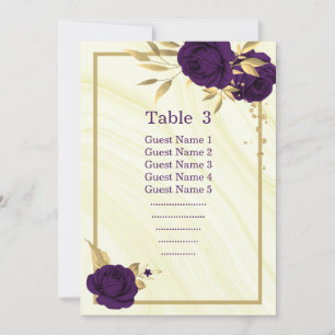royal purple gold floral geometric seating chart invitation