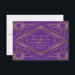 Royal Purple Gold Great Gatsby Wedding Save The Date<br><div class="desc">Elegant,  vintage card design featuring a faux gold sophisticated art deco style,  a royal fleur-de-lis ornaments on royal purple background. Use Personalise tool to add your info. For matching items,  please,  visit my Royal Gold Great Gatsby Collection.</div>