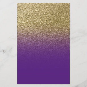 Royal Purple Gold Ombre Glitter Stationery