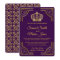 Royal Purple Gold Ornate Crown Wedding Invitation