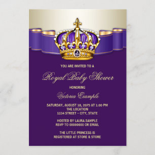 Royal Purple Gold Princess Baby Shower Invitation