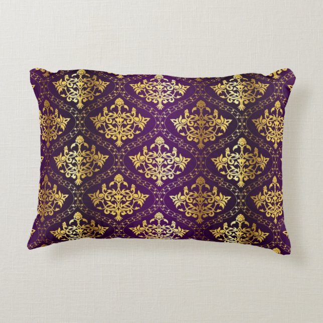 Royal Purple & Gold Throw Pillow (Back)