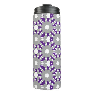 Royal Purple Grey White Connected Circles Pattern Thermal Tumbler