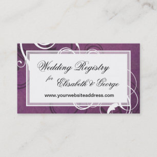 Royal Purple Grunge Damask Elegant Wedding Business Card