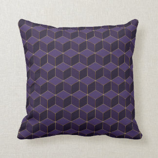 Royal purple hexagons and golden details cushion