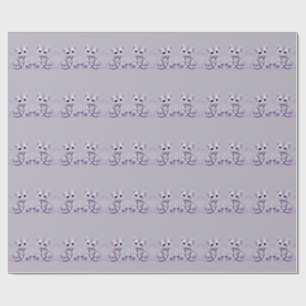 Royal Purple Jeweled Kitten Fantasy Wrapping Paper