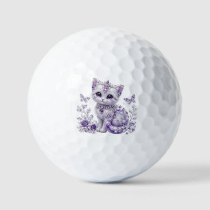 Royal Purple Jewelled Kitten Fantasy Golf Balls