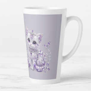 Royal Purple Jewelled Kitten Fantasy Latte Mug
