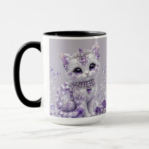Royal Purple Jewelled Kitten Fantasy Mug