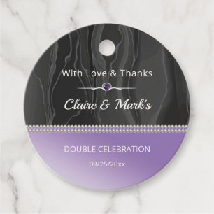 Royal Purple Joint Birthday Black Silk Gift Favour Tags