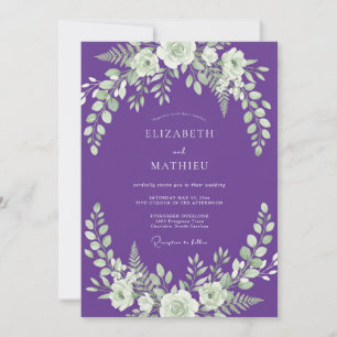 Royal Purple Leafy Wedding Invitation