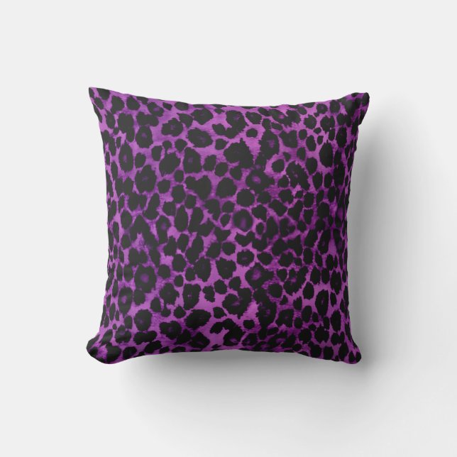 Royal Purple Leopard Print Cushion (Front)