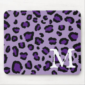 Royal Purple Leopard Print Monogram Mouse Mat