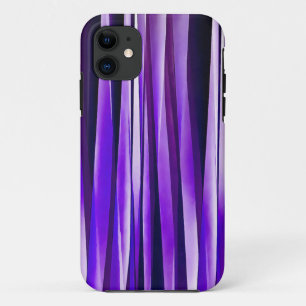 Royal Purple, Lilac and Silver Stripy Pattern iPhone 11 Case