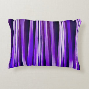 Royal Purple, Lilac and Silver Stripy Pattern Decorative Cushion