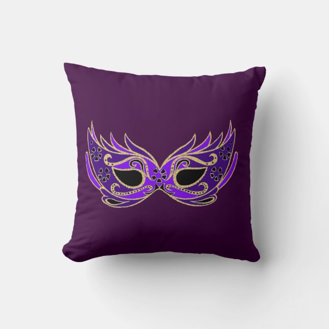 Royal Purple Masquerade mask Cushion (Front)