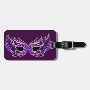 Royal purple masquerade mask luggage tag