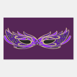 Royal purple masquerade mask rectangular sticker