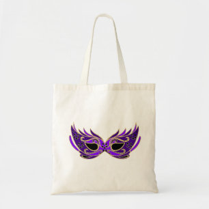 Royal purple masquerade mask tote bag