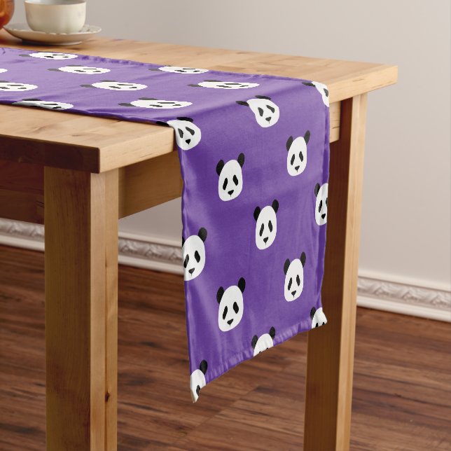 Royal Purple - Minimalist Panda Pattern Short Table Runner (In Situ)