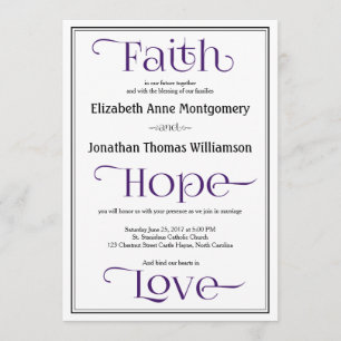 Royal Purple Modern Christian Wedding Invitations