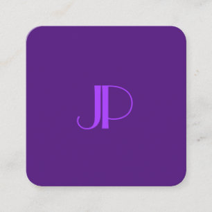 Royal Purple Modern Elegant Monogram Template Square Business Card
