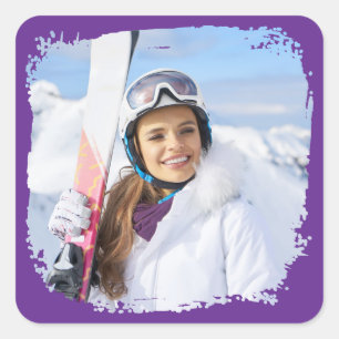 Royal Purple Modern Grunge Border Photo Square Sticker