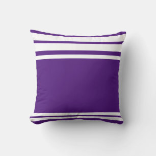 Royal Purple : Modern Lines in White Cushion