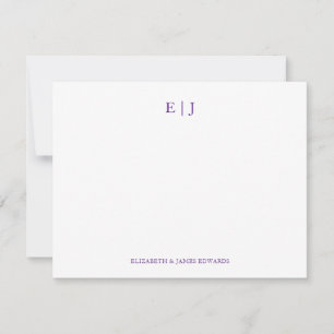 Royal Purple Monogram Couple Initials Personalised Card