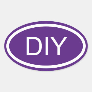 Royal Purple Monogram Euro Style Oval Sticker