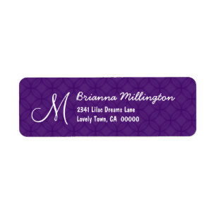 Royal Purple Monogram M Address Label A004