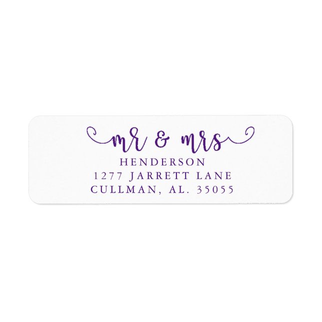 Royal Purple| Mr & Mrs Return Address Label (Front)