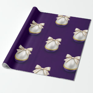 Royal Purple Pearl Luxury Bow Wrapping Paper