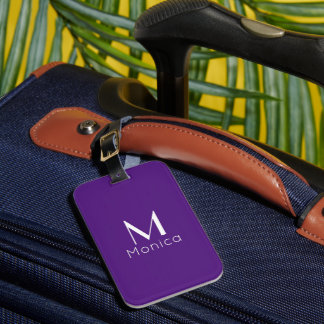 Royal purple  - personalised  luggage tag