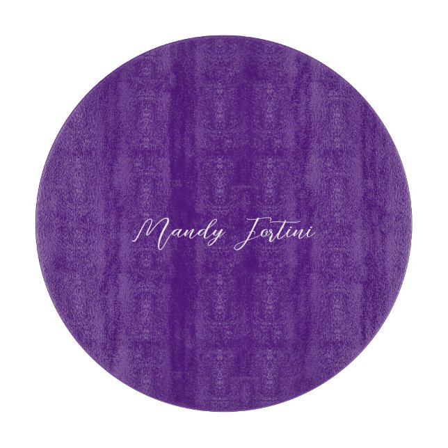 Royal Purple Plain Elegant Minimalist Calligraphy Cutting Board (Front)