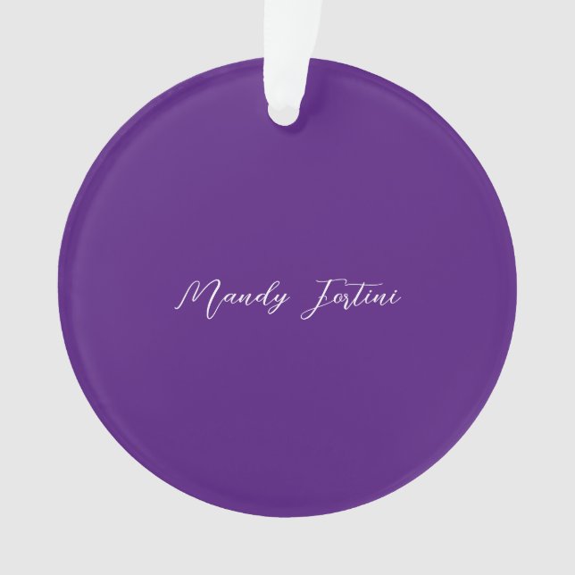 Royal Purple Plain Elegant Minimalist Calligraphy Ornament (Front)