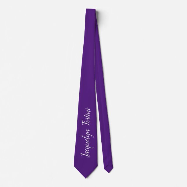 Royal Purple Plain Elegant Modern Your Name Tie (Front)