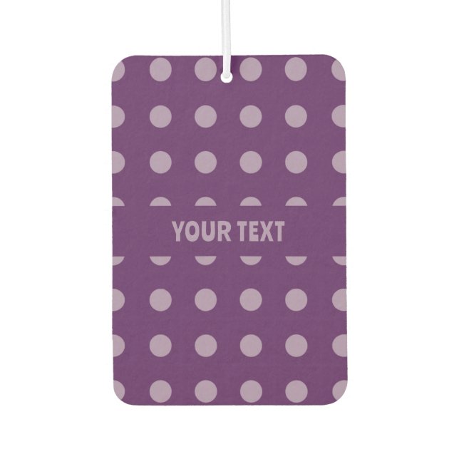 Royal Purple Polka Dots - Custom Text Car Air Freshener (Front)